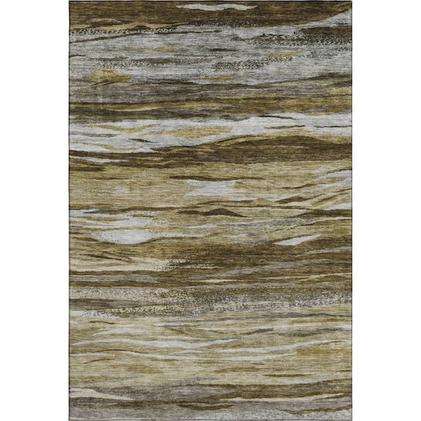 Mayfield Premium Machine Washable Abstract AMF1933 Brown 5 ft. x 7 ft. 6 in. Area Rug