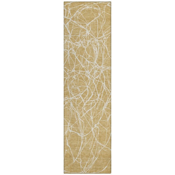 Chantille Machine Washable Indoor/Outdoor Abstract ACN2826 Gold 2 ft. x 7 ft. Runner Rug