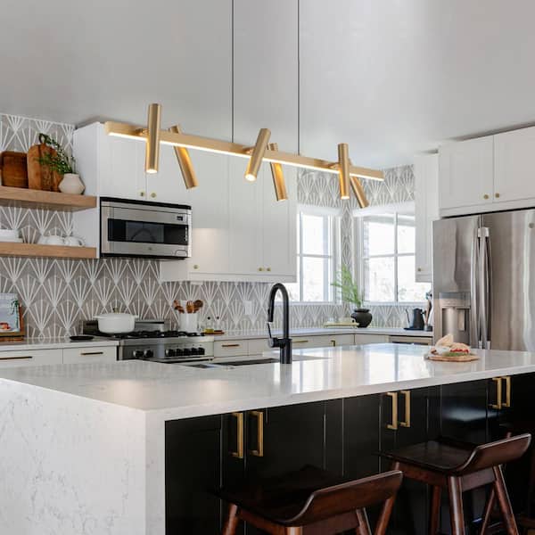 47.24'' 6-Light Modern Gold Linear Integrated LED Pendant Light with Rotatable Heads