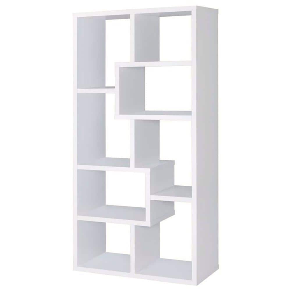 Interlocking Cubes White Wooden Rectangular Bookcase