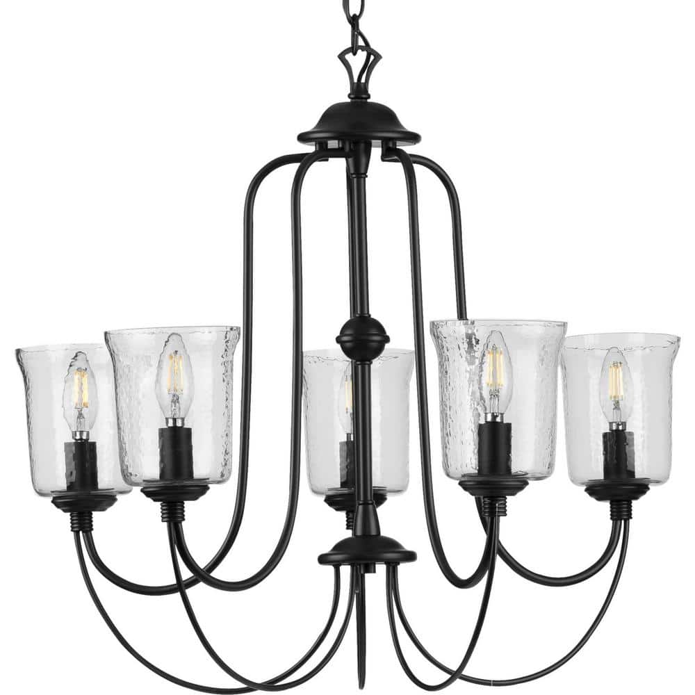 Progress Lighting Bowman Collection 5Light Matte Black Clear Chiseled