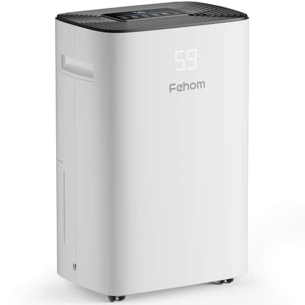 Fehom 50-Pint Dehumidifier With Bucket and Drain for 4500 sq. ft. Bedrooms, Basements, Bathrooms and Laundry Rooms. White