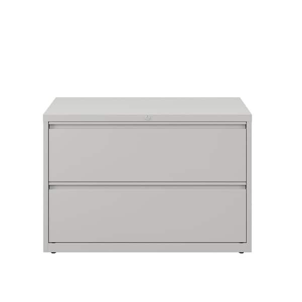 Hirsh 42 in. W 2-Drawer Light Gray Metal Lateral File Cabinet for Home and Office, Holds Letter, Legal and A4 Hanging Folders