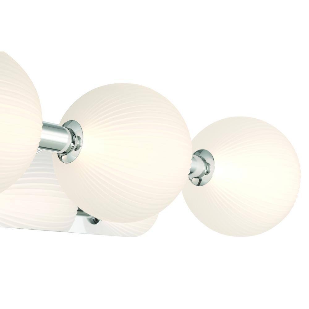 Nickel 3-Light Vanity with Opal Ribbed Glass Shades
