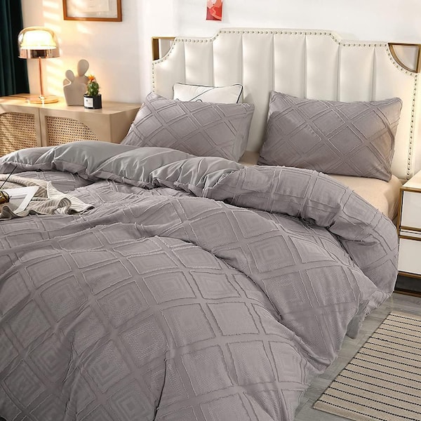 Dark Grey Solid Color King Size Microfiber Comforter Only with Zipper  Closure Duvet Cover and 2-Pillow Shams CY8TWXWMJ4 - The Home Depot