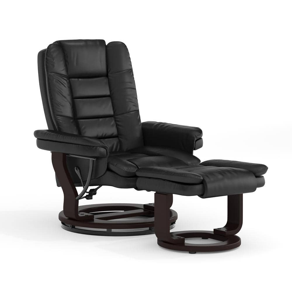 Flash Furniture Contemporary Black Leather Recliner and Ottoman with ...