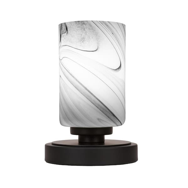 Unbranded Quincy 8 in. Matte Black Accent Lamp with Glass Shade