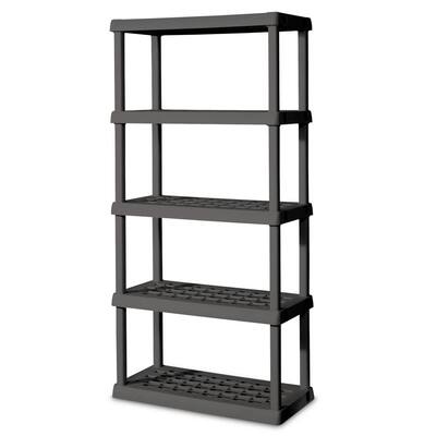 Sterilite Gray 5 Tier Plastic Garage Storage Shelving Unit 36 In W X 75 H 18 D 01553v01 The Home Depot Sterilite Gray 5 Tier Plastic Garage, Sterilite Garage Storage Cabinets