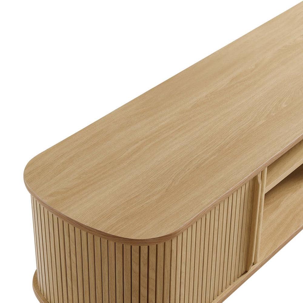 Contour Oak 55" Mid-Century Modern TV Stand with Cabinets