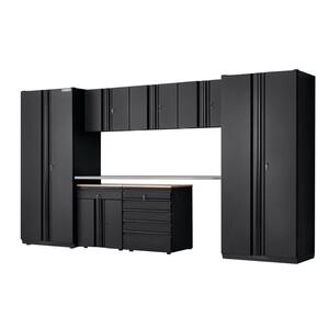 8-Piece Pro Duty Welded Steel Garage Storage System in Black LINE-X Coating (156 in. W x 81 in. H x 24 in. D)