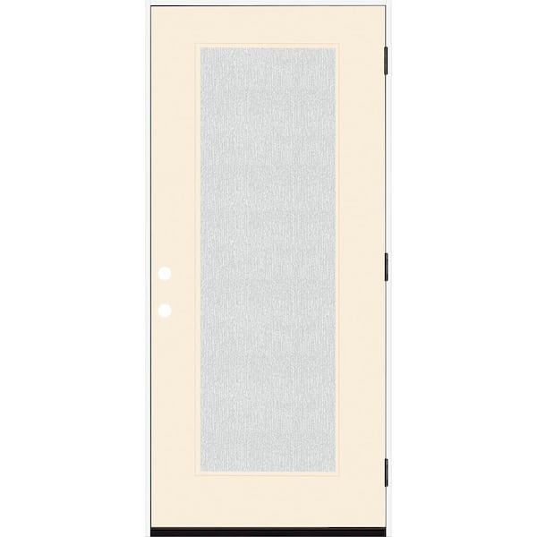 Steves & Sons Legacy 36 in. x 80 in. Full Lite Rain Glass LHOS Primed Linen Finish Fiberglass Prehung Front Door