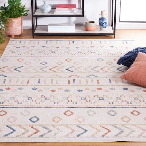 Blair Beige/Multi  9 ft. x 12 ft. Machine Washable Geometric Striped Chevron Area Rug