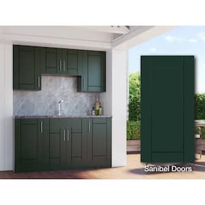 Sanibel Emerald Green 22-Piece 67.25 in. x 84 in. x 25 in. Outdoor Kitchen Cabinet Island Set
