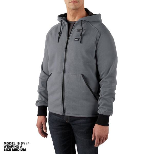 Milwaukee Men's Large M12 12-Volt Lithium-Ion Cordless Gray Heated Jacket Hoodie (Jacket and Battery Holder Only)