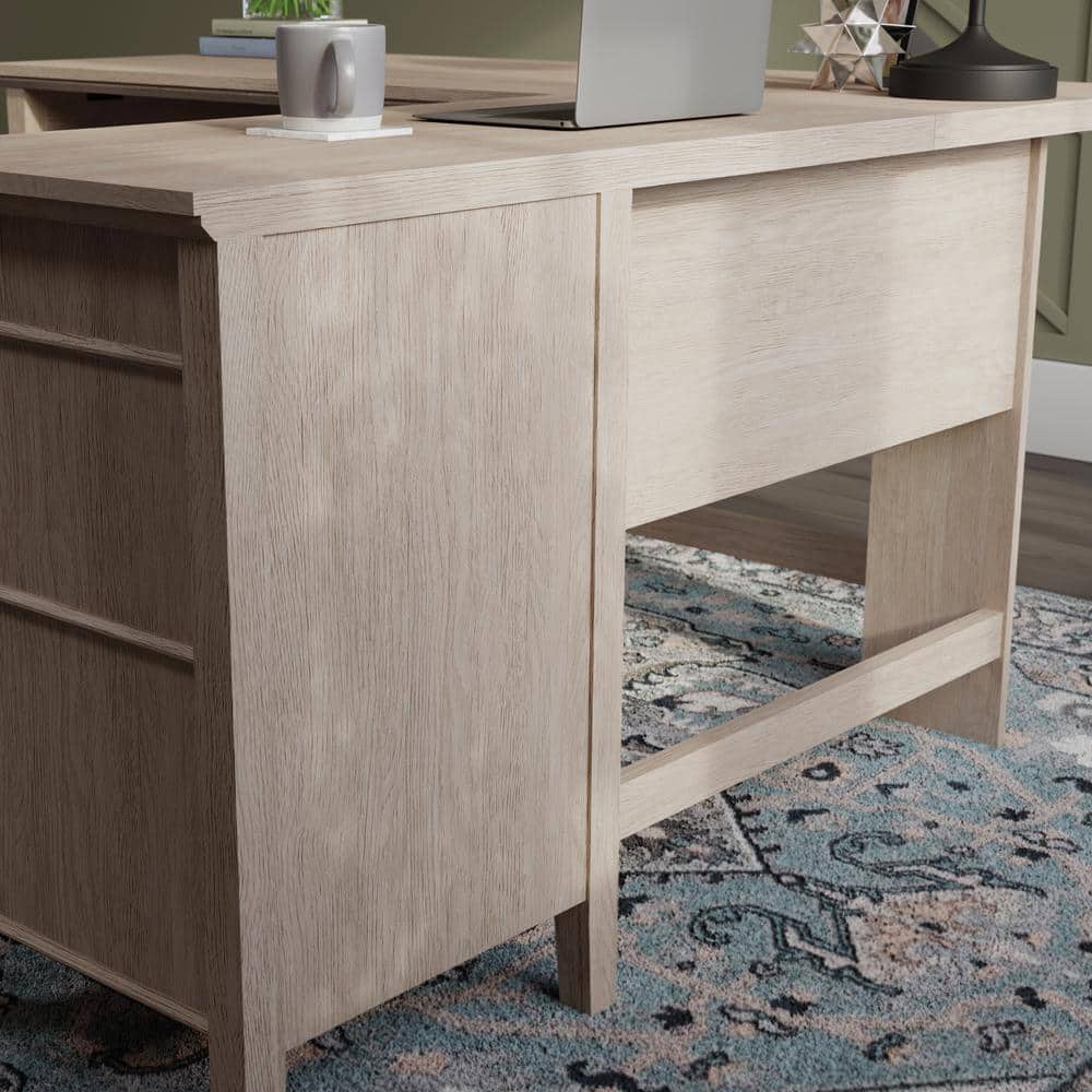 Cascade Oak L-Shaped Executive Computer Desk with Drawers