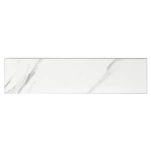 Tuscan Design Styles Carrara White Subway 3 in. x 12 in. Marble Look Glass Decorative Tile (14 sq. ft./Case)