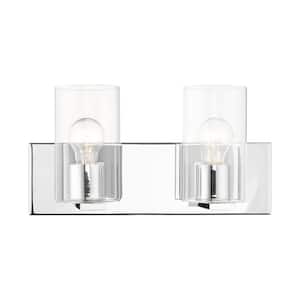Ashford 15 in. 2-Light Polished Chrome Vanity Light with Clear Glass