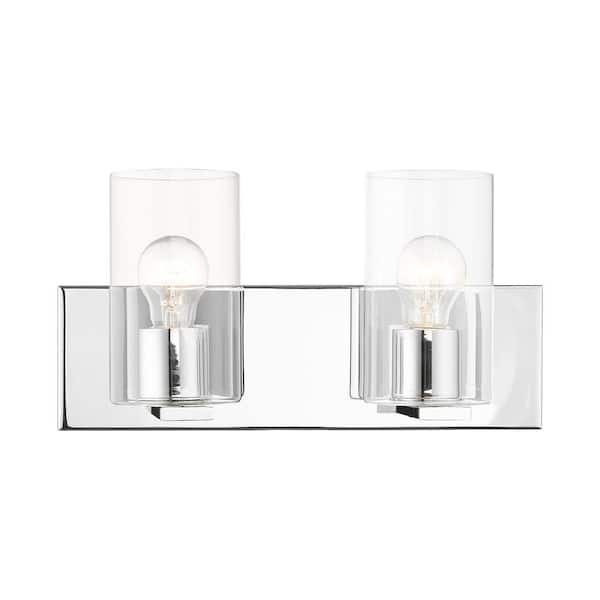 AVIANCE LIGHTING Ashford 15 in. 2-Light Polished Chrome Vanity Light with Clear Glass