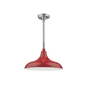 R Series 1-Light 18 in. Satin Red Modified Warehouse Shade
