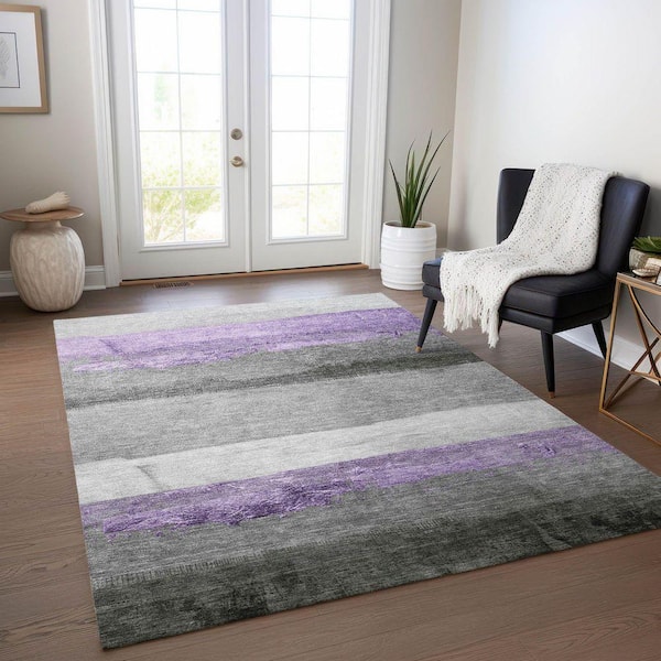 Chantille Machine Washable Indoor/Outdoor Abstract ACN1883 Lavender 8 ft. x 10 ft. Accent Rug