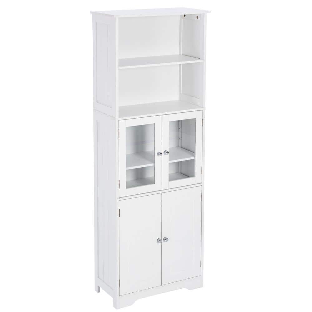 22.6 in. W x 11.2 in. D x 64 in. H White Linen Cabinet with Adjustable ...