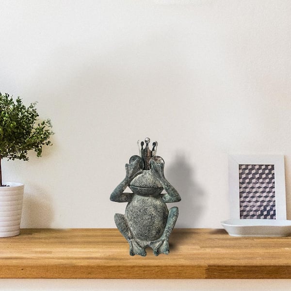 Benjara 21 in. Gray Polyresin NO SEE Frog Figurine with Textured Accents