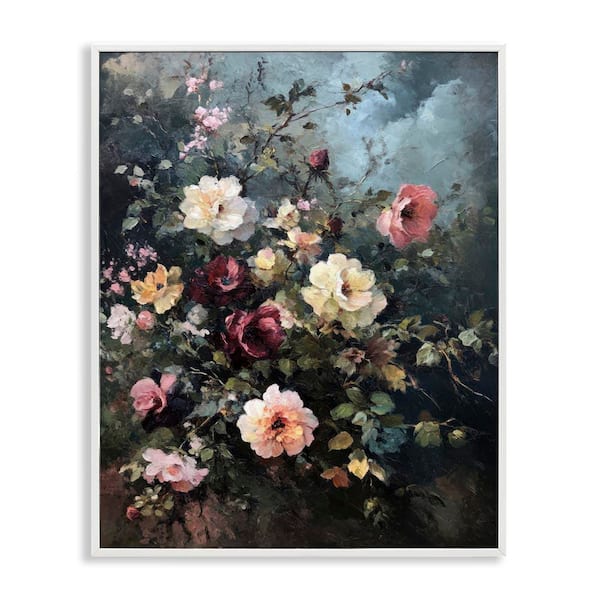 Moody Dark Bouquet by Petal Prints Design White Framed Nature Giclee Art Print 20 in. x 16 in.