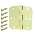 3-1/2 in. x 5/8 in. Radius Bright Brass Security Door Hinge Value Pack (3-Pack)