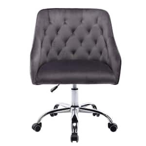 Dark Gray Modern Leisure Velvet Upholstered Swivel Task Chair