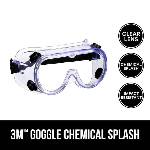 3M Clear Chemical Splash and Impact Resistant Safety Goggles
