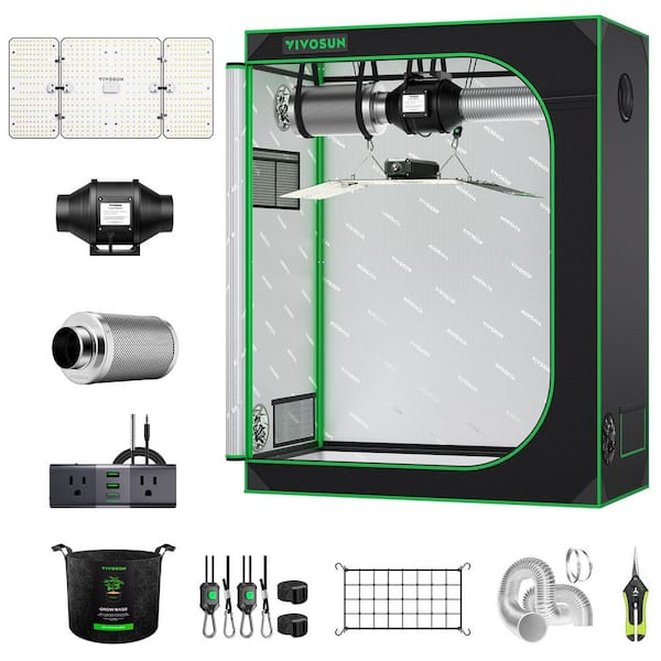 4 ft. x 2 ft. Black Grow Tent Kit with Full Spectrum LED Grow Light, Automatic Ventilation, GrowHub Outlet A22