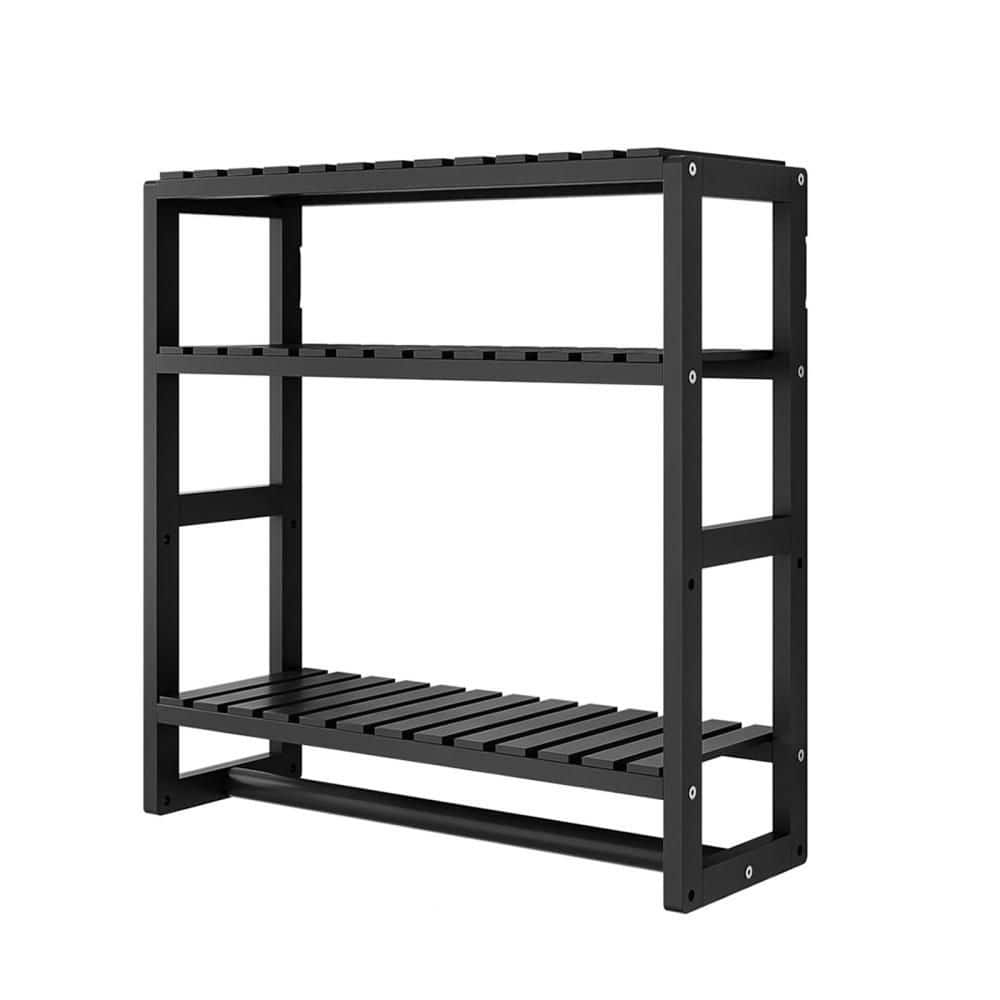 Over The Toilet Storage, 3 Tier Bamboo Bathroom Shelves Wall Mounted, Space Saver Corner Shelf Organizer in Black price history on PriceWatchPro