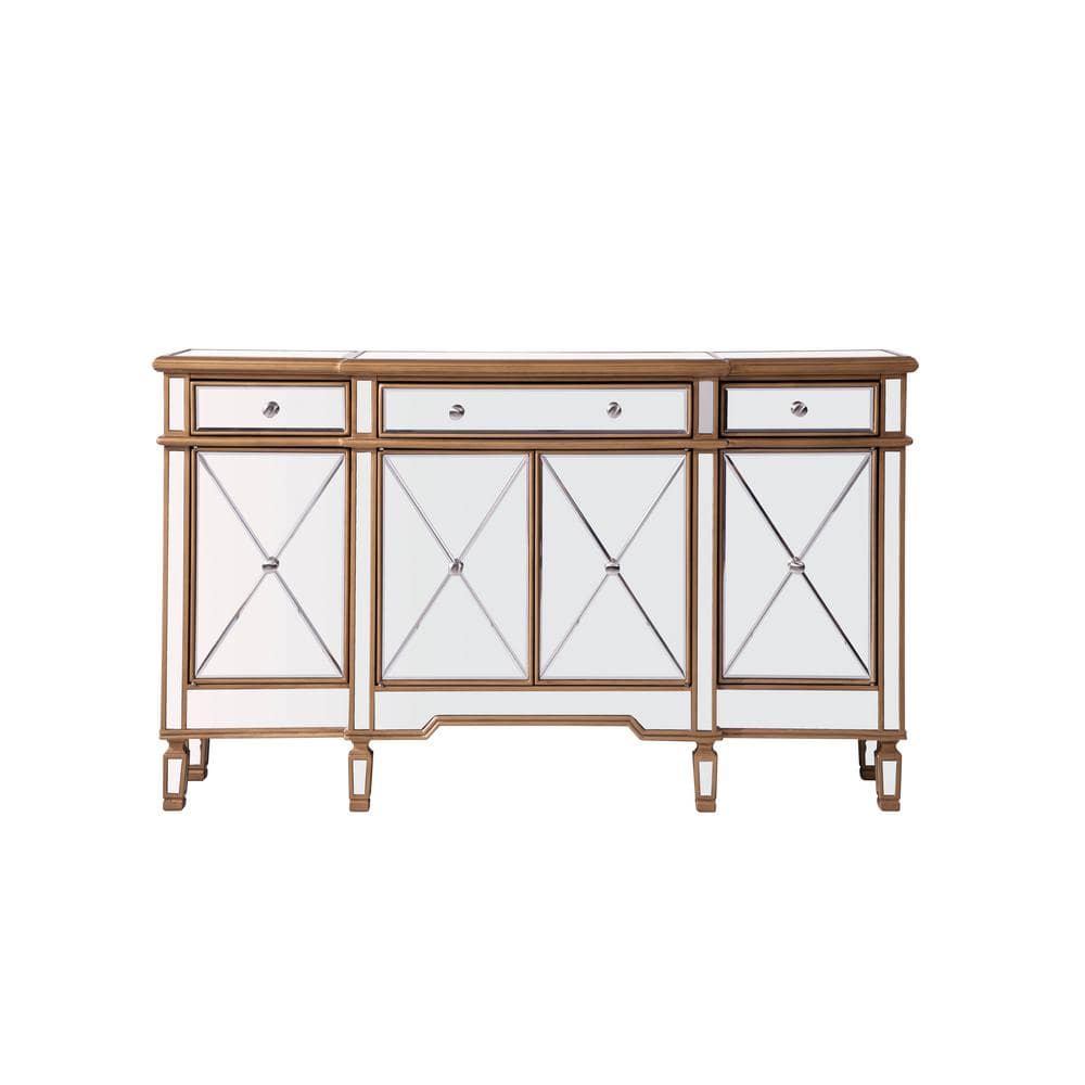 Timeless Home 3-Drawer / 4-Door in Hand Rubbed Antique Gold Storage Cabinet