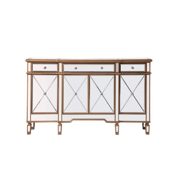 Unbranded Timeless Home 3-Drawer / 4-Door in Hand Rubbed Antique Gold Storage Cabinet 36 in. H x 60 in. W x 14 in. D