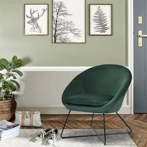 HD-Doumbia Black Metal Green Velvet Fabric Accent Chair