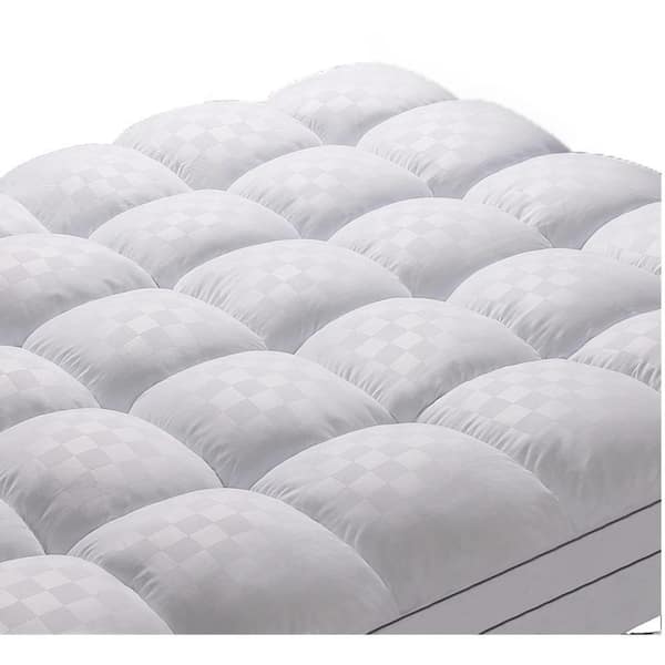 Angel Sar 21 in. Deep Pocket White Queen Polyester Mattress Topper, Cooling Mattress Pad Cover with Down Alternative Filling