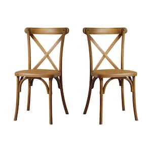 2-Pack Outdoor Resin X-Back Chair Dining Chair, Retro Natural Mid Century Chair Modern Farmhouse Chair, Natural