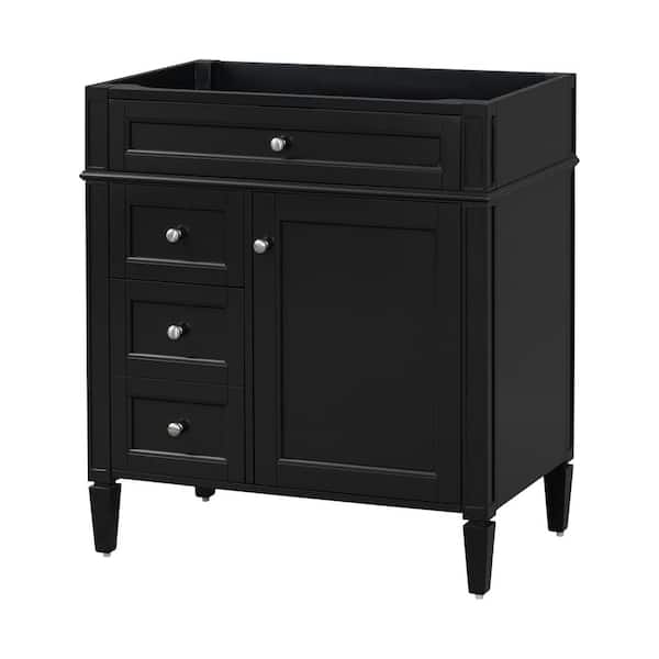 Tileon 29 in. W x 18 in. D x 33 in. H Modern Bath Vanity Cabinet without Top with Tip-Out Drawer and Adjustable Shelf in Black