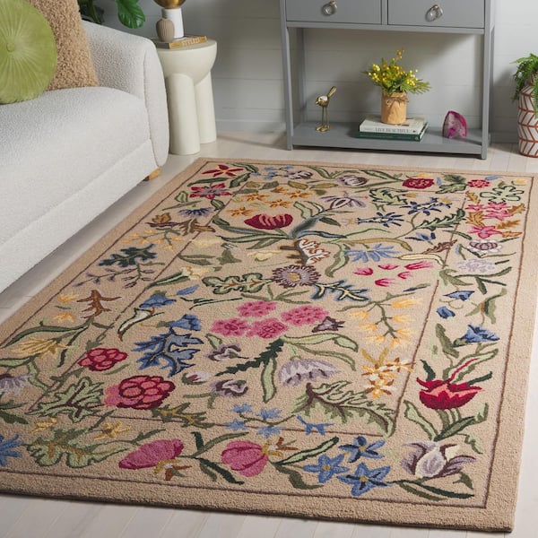 Chelsea 5 ft. x 8 ft. Beige/Pink Oversized Floral Area Rug