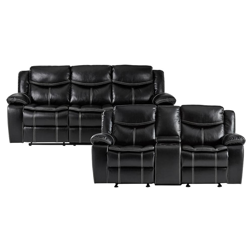 Austin 87.5 in. W Pillow Top Arm Faux Leather Rectangle Manual Reclining So