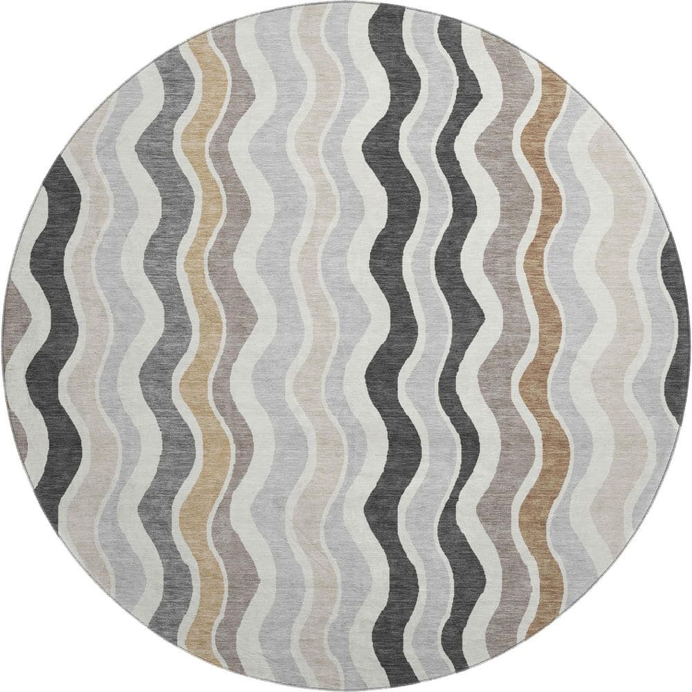 Mayfield Premium Machine Washable Abstract AMF2342 Charcoal 8 ft. x 8 ft. Round Rug price history on PriceWatchPro