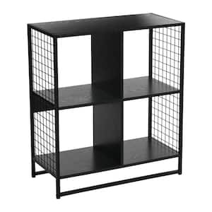 4-Cube Shelf Bin Wall Unit with Mesh Side Panels in Black Oak 13.23 in. D x 28.23 in. W x 28.15 in. H