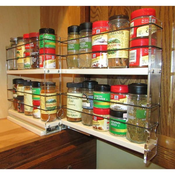 Vertical Spice 2-Tier Clear Sliding Spice Rack Organizer 22x2x11DC ...