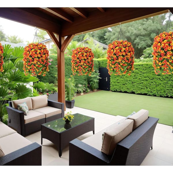 25 in. Orange Indoor/Outdoor Artificial Artificial morning