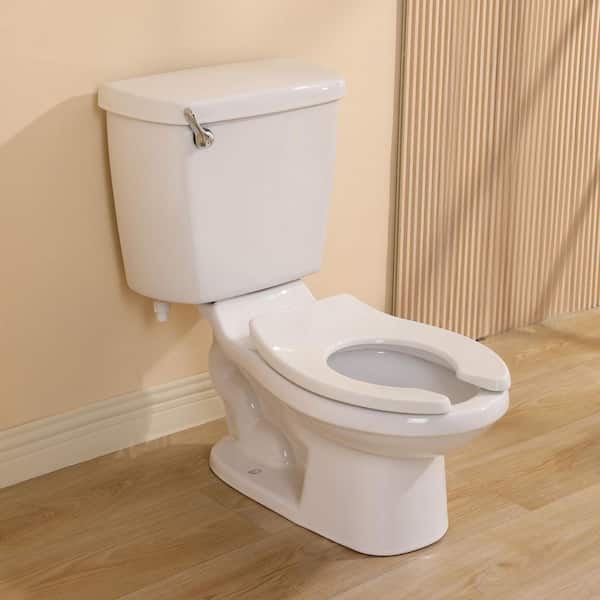 Kid's Two-piece Toilet 10 Rough in 1.28 GPF Single Flush Round Toilet in White Seat Included