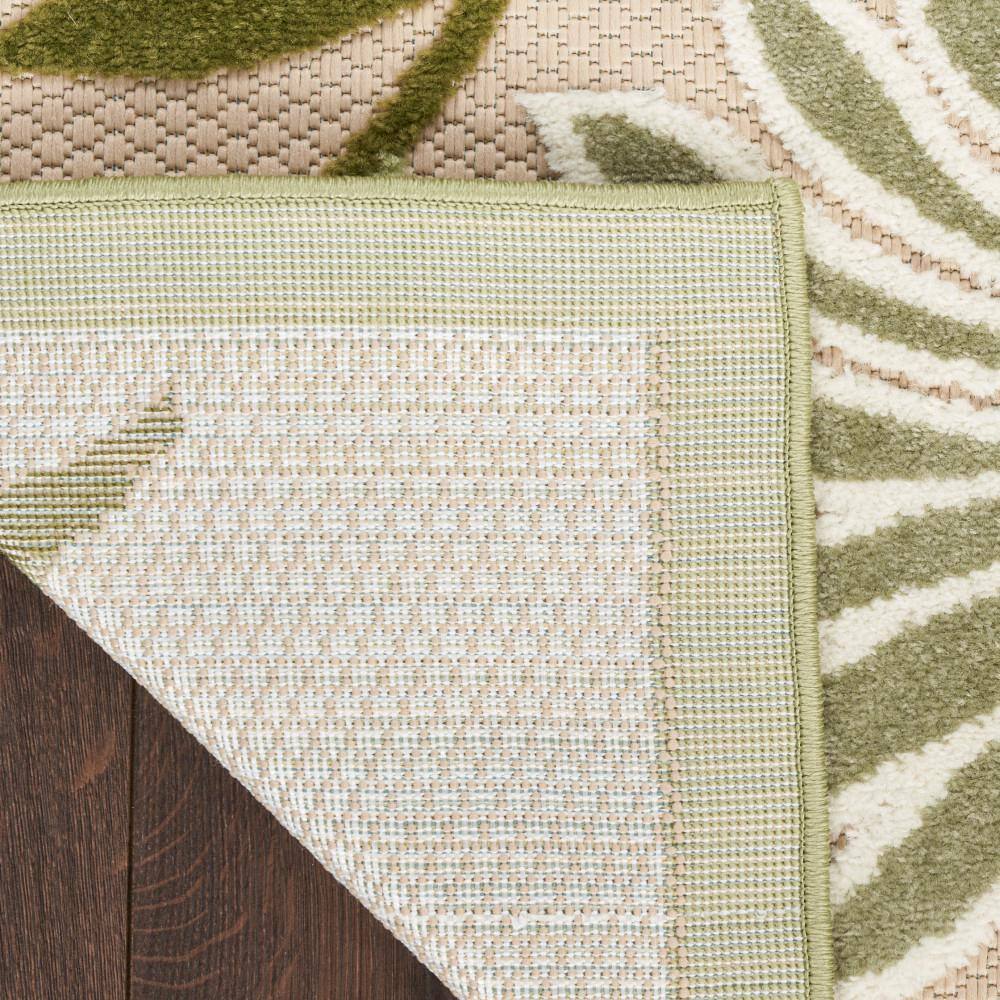 Ivory Green Floral Flatweave 9' x 12' Outdoor Rug