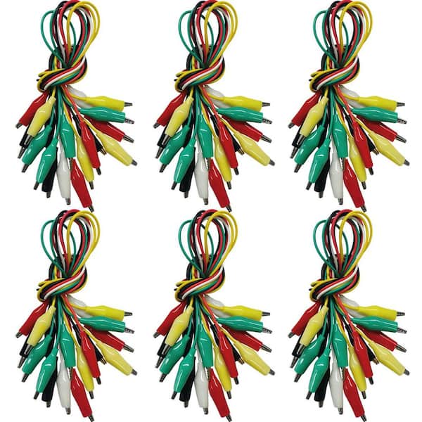 Premium Alligator Clips Electrical 21.7 in. Test Leads Jumper Wires Crocodile Probes Multicolor 60-Pack