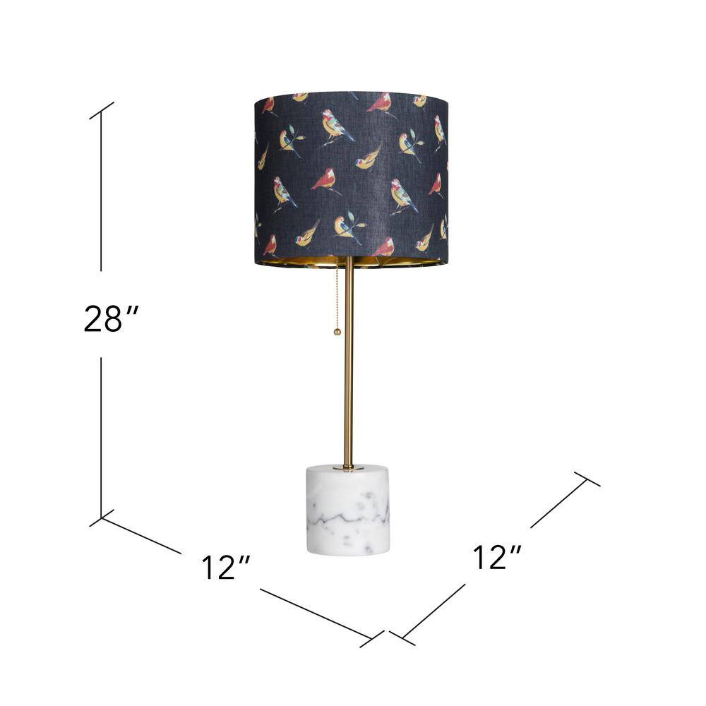 Isla 28" Black Linen Shade Table Lamp with Marble Base