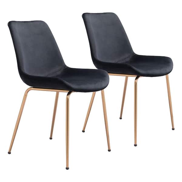 ZUO Tony Black, Gold Polyester Dining Side Chair Set of 2