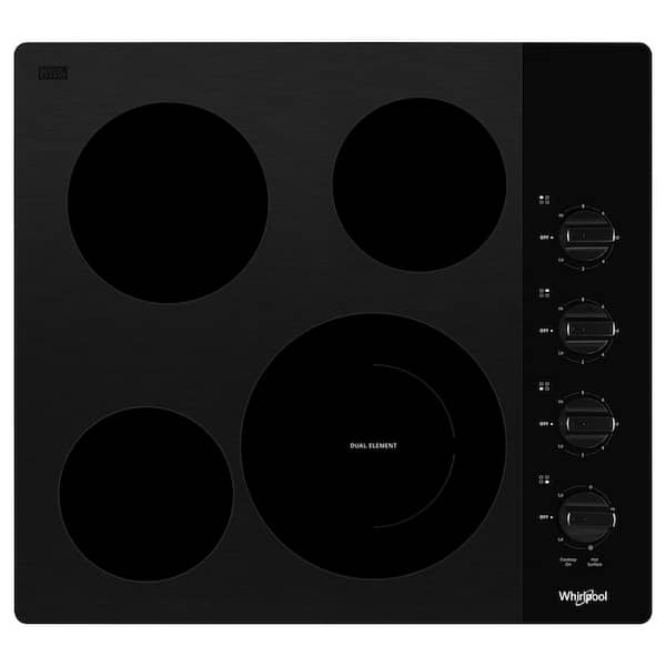 Whirlpool 24 in. Radiant Electric Cooktop in Black with 4 Burner Elements